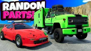 Racing 40 RANDOM PARTS CARS Down a DANGEROUS MOUNTAIN in BeamNG Drive Mods!