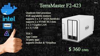 2022-12 TerraMaster $360 F2-423 Intel TOS 5 NAS with 2 NVME SSD & memory slots