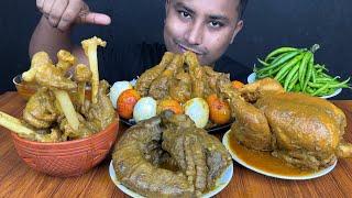 EATING MUTTON CURRY ,WHOLE CHICKEN ,MUTTON DHOR ,CHICKEN LEG PIECE ,EGGS & CHILLIS | ASMR MUKBANG