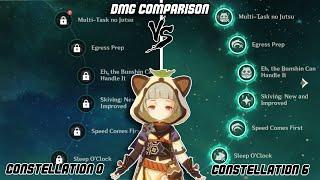 Sayu Constellation 0 vs Constellation 6 Raw Damage Comparison | Genshin Impact