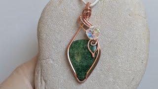 Flower Leaf Wire Wrapped Cabochon Pendant Tutorial