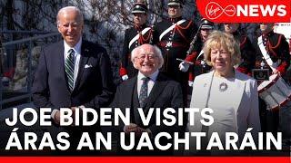 Joe Biden was warmly welcomed at Áras an Uachtaráin by President Michael D Higgins & his wife Sabina