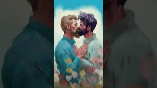 Intimate Bliss: A Captivating Time-lapse of a Bearded Male Couple in a Blossoming Field #shorts