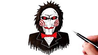 How to draw a Billy the puppet from the Saw movie