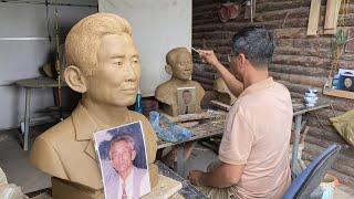 Quá trình điêu khắc đầu người đất sét từ ảnh thờ hoàn hảo. Bậc thầy điêu khắc Việt Nam