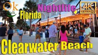 [4k] Nightlife Clearwater Beach Florida - Tampa Bay Area - Walking Tour