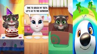 My Talking Tom2 vs My Talking Angela vs My Talking Tom vs Talking Hank islands 1 to 6 Levels Ep4214