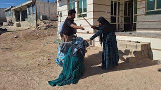 "Displacement; Omid and Narges by Mohammad's mother in the village"