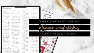 Digital Planning word stickers and self care widgets | Digital starter sticker pack