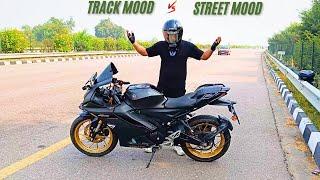 Yamaha R15 V4 Track Mood Vs Street Mood Top Speed ? Shocking Results  #yamahar15v4 #r15v4 #r15