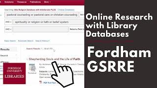 Religious Education Research Tutorial | Fordham GSRRE Students | Fordham University Libraries