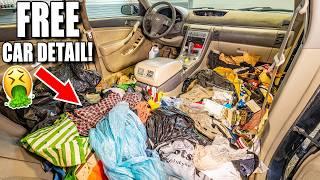 Cleaning a HOARDER'S Lived-In Car For Free!