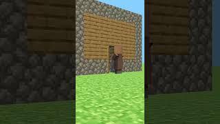 A resident and a house in Minecraft, animation. 