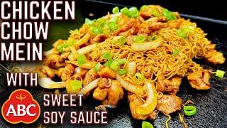 THIS HAS TO BE YOUR NEXT COOK!CHICKEN STIR FRY NOODLES ON THE GRIDDLE WITH ABC SWEET SOY SAUCE