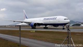 Transaero 777-300 takeoff at Salzburg Airport