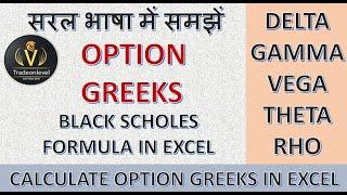 Option Greeks explained | Option Greeks calculation in excel | Black scholes option pricing model