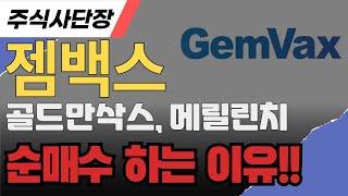 [젬백스 주가 전망]수익전략골드만삭스, 메릴린치, 씨티그룹 순매수를 하는 이유와 목표 주가!!