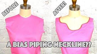 How To Sew An Amazing Bias Piping Neckline!