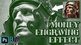 Photoshop: Quickest Way to Create a Paper MONEY Engraving Effect.