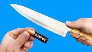 KNIFE Like Razor Sharp! Sharpen Any Knife in 1 Minute with an Old Battery