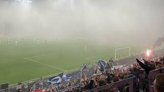 Hertha BSC ultras set of pyro smoke bomb that stops the game ️ Borussia Dortmund v Hertha berlin