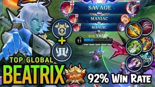 Beatrix Best Build & Emblem 2025!! SAVAGE 92% Win Rate Beatrix Top Global - Mobile Legends