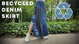 RECYCLED Trendy Denim Skirt | DIY Upcycling Tutorial