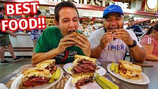 Reading Terminal Market FOOD TOUR - Huge PASTRAMI SANDWICH + Amish Breakfast in Philadelphia!!