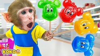 Monkey Koko Try Rainbow Candy And Make Cutest Minnie Mouse Jelly | KUDO KOKO CHANNEL