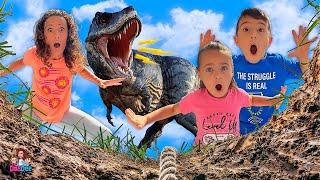 DeeDee Matteo and Gabriella Jurassic World Adventure | Dinosaurs For Kids