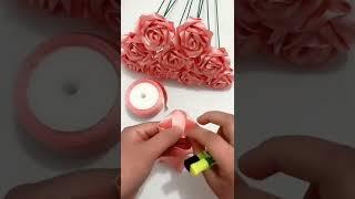 HOW TO MAKE ROSE KANZASHI | CARA MEMBUAT BUNGA MAWAR PITA SATIN #shorts