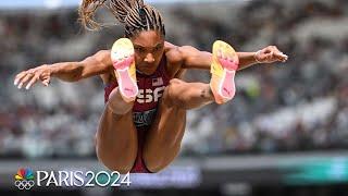 Tara Davis-Woodhall soars into long jump final at Worlds with spectacular opening jump | NBC Sports