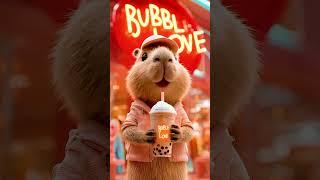 Baby Capybara's Coffee Creama Dream!  (BUBBLE LOVE!) #mustwatch #cuteanimals