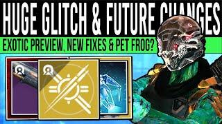 Destiny 2: CHANGES REVEALED & FUTURE UNLOCKS! New EXOTIC, Huge Glitch, Pet FROG & New Fixes