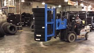 Easy Stacker #94100 - How to stack large truck tires with new forklift equipment attachment