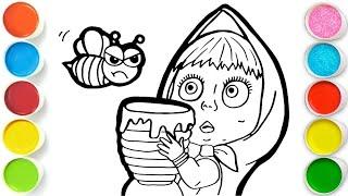 MASHA gets stung by a BEE Drawing, Painting & Coloring For Kids and Toddlers_ Easy Art