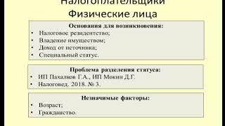 Лекция 8. Субъекты налогового права / Lecture 8. Subjects of tax law