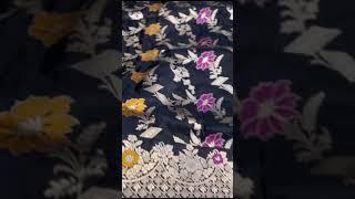 Pure Banarasi Katan Silk Handloom Made With Meena Work. Black Color Golden Zari Work 90445 41225