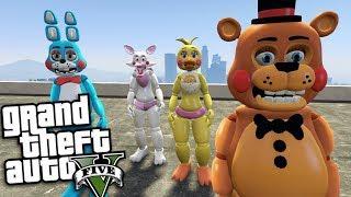 GTA 5 Mods - FNAF MOD w/ FREDDY, BONNIE, CHICA, MANGLE (GTA 5 PC Mods Gameplay)