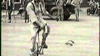 76 year old man performing bicycle tricks in Travelers Rest, SC around 1950