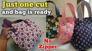 No Foam / No Zipper - single cut and bag is ready| Bag cutting and stitching| Handbag making at home