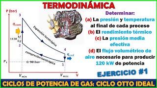  CICLO OTTO IDEAL | CICLOS DE POTENCIA DE GAS | Problema 15.9 K. WARK 6ta Edición | TERMODINÁMICA