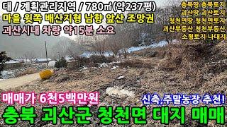 [나대지매매]충북 괴산군 청천면 남향 대지 780㎡(약237평) 매매 6,500만원