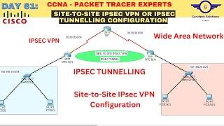 CCNA DAY 61: Configure Site-to-Site IPsec VPN Using Cisco Packet Tracer | How to configure IPsec VPN