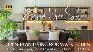 Effortless Elegance: Designing a Functional Open-Plan Living Room Layout with a Modular Kitchen