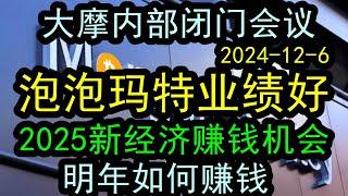 大摩最新内部闭门策略会议：泡泡玛特等新经济今年业绩很好，投资了很赚钱！（2024-12-6）展望明年还有哪些新经济板块有机会，可以赚钱？#中国经济