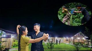 Phan and Chieu are happy to have their home flooded with light at night. living off the grid