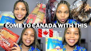 Essential foodstuffs and items to bring when coming to Canada.