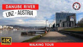 Linz Austria Danube Park  Walking the Cultural Mile along the Danube (4k Video)