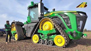 Größter Raupentraktor John Deere 9RX 830 & 9m Schwergrubber im Einsatz bei traction Landwirtschaft